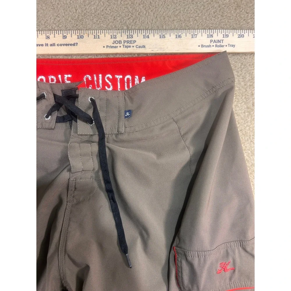 Hobie Custom Mens Grey Cargo Board Shorts Size 38‎ Polyester Swim Trunks